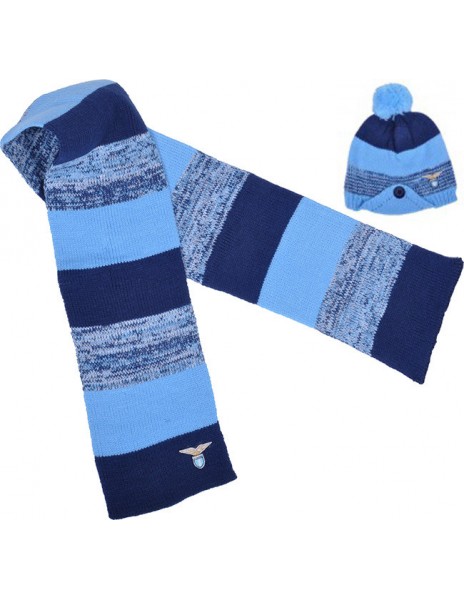 SS LAZIO SET SCIARPA E CAPPELLO RIGATI BAMBINO