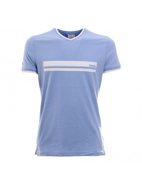t-shirt collo a v bambino celeste...